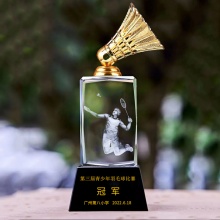 羽毛球水晶獎盃