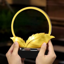 創意水晶金屬樹葉獎杯