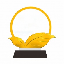 創意水晶金屬樹葉獎杯