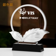 創意水晶金屬樹葉獎杯